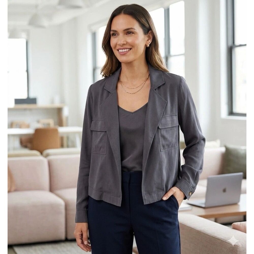 Laurie Felt Los Angeles Jacket Womens Sz S Open Front Crop Blazer Preppy Office